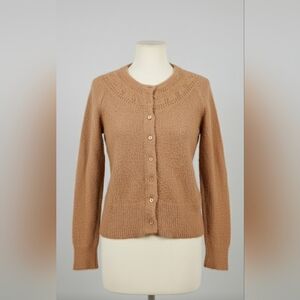 The REEDS Women's Tan Button-Up Cardigan Cozy Fabric